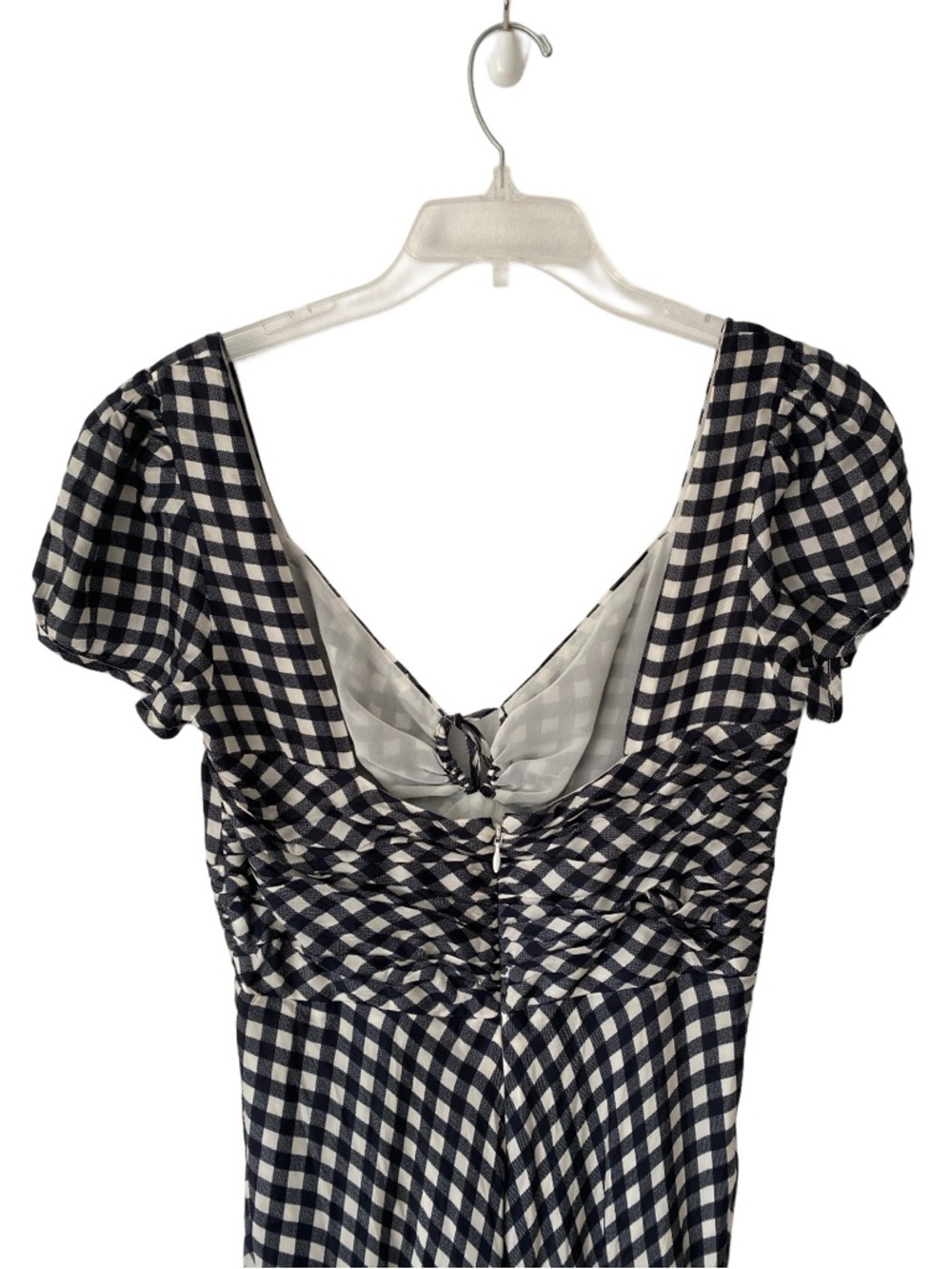 J. Crew Collection NWTs Silk Tie Neck Cap Sleeve Maxi Dress Gingham size 4 Black - Picture 10 of 13